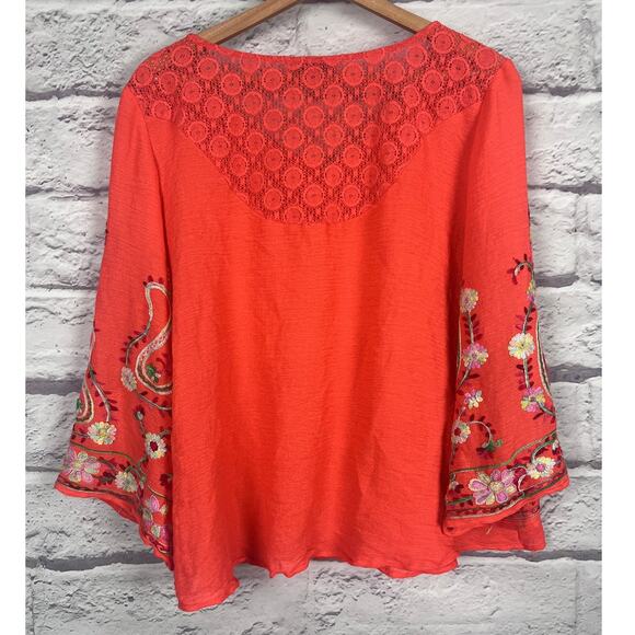 Figueroa & Flower Women XL Boho Peasant Artsy Maximalist Embroidered Lace Blouse - Picture 4 of 11